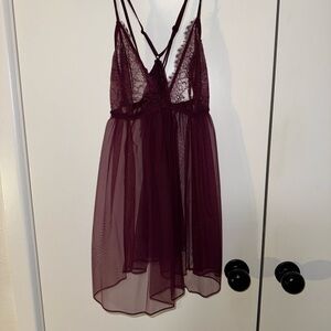 Victoria's Secret Deep Wine Lace Chemise
